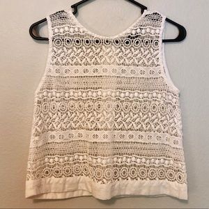 Romeo + Juliet Couture Cream Crochet Crop Top EUC